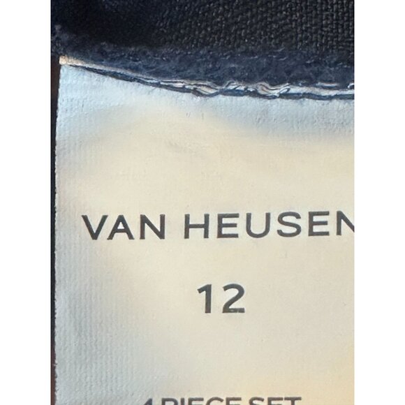 Van Heusen Boys Set Vest Pants Suspender Tie Navy Blue Size12 White Shirt Small - Picture 12 of 15